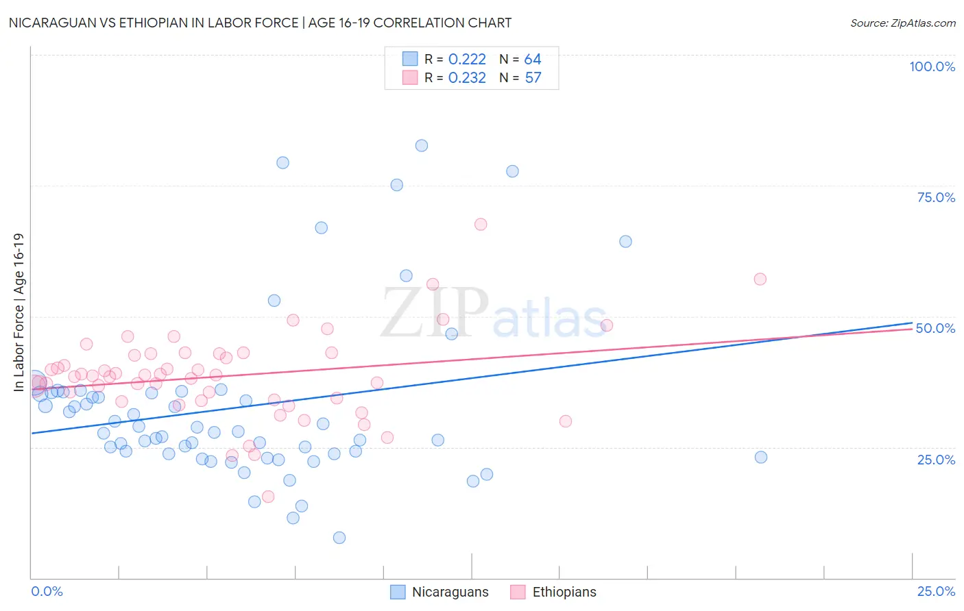 Nicaraguan vs Ethiopian In Labor Force | Age 16-19