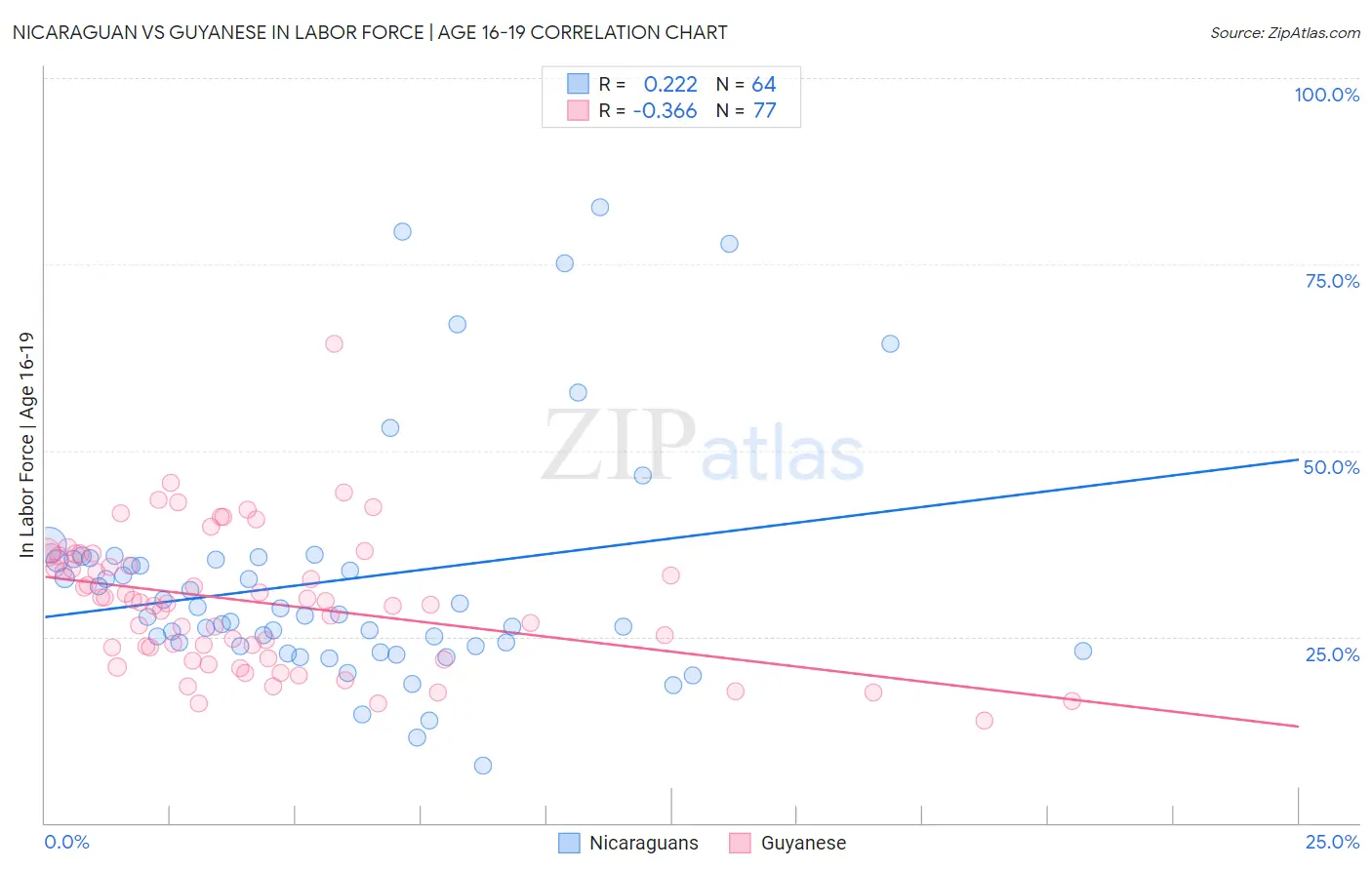 Nicaraguan vs Guyanese In Labor Force | Age 16-19
