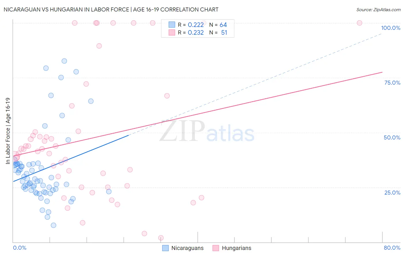 Nicaraguan vs Hungarian In Labor Force | Age 16-19