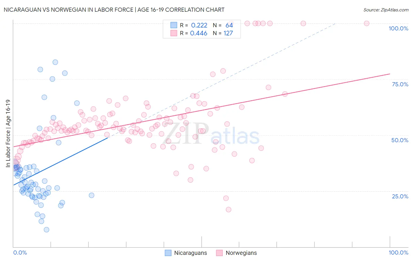 Nicaraguan vs Norwegian In Labor Force | Age 16-19
