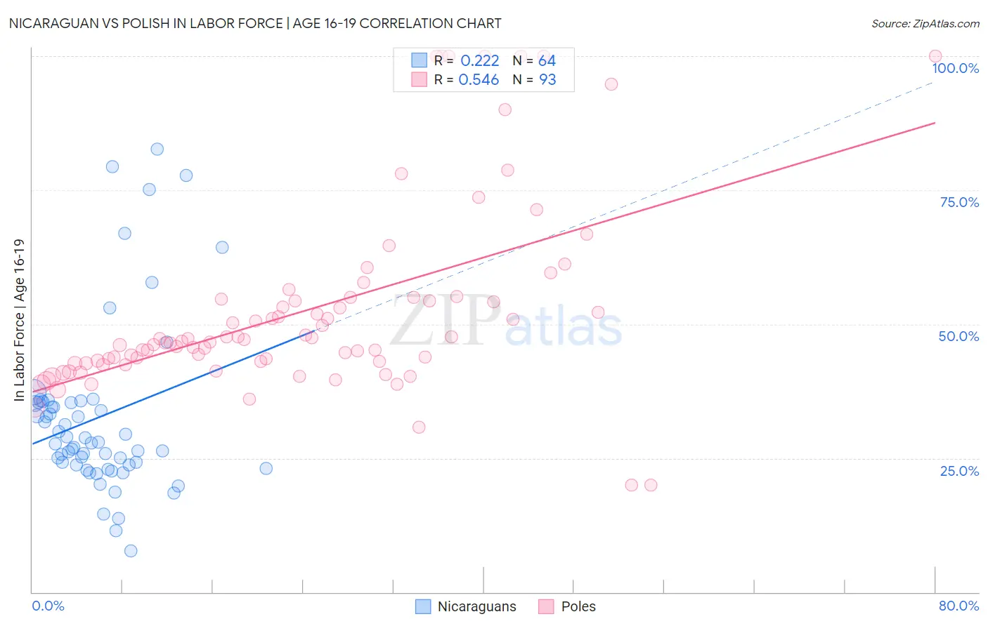 Nicaraguan vs Polish In Labor Force | Age 16-19