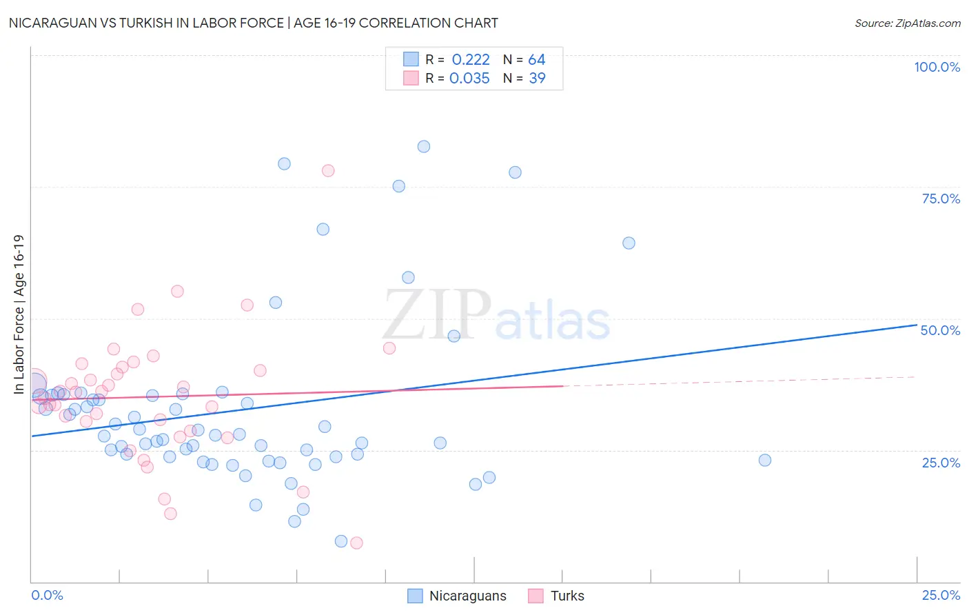 Nicaraguan vs Turkish In Labor Force | Age 16-19