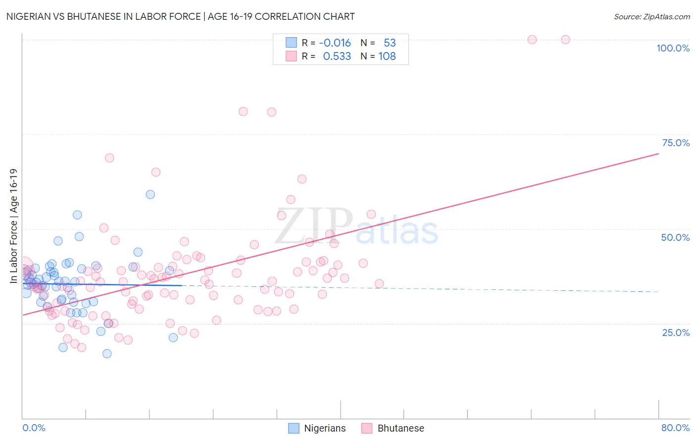 Nigerian vs Bhutanese In Labor Force | Age 16-19