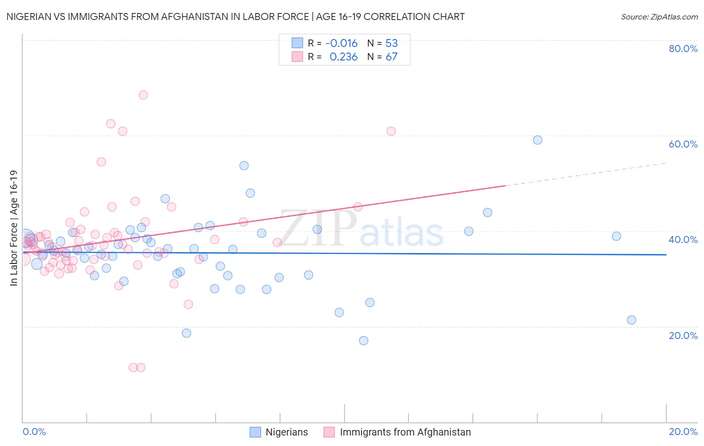 Nigerian vs Immigrants from Afghanistan In Labor Force | Age 16-19