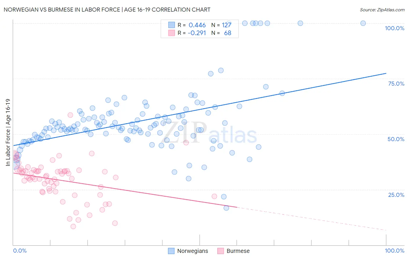 Norwegian vs Burmese In Labor Force | Age 16-19