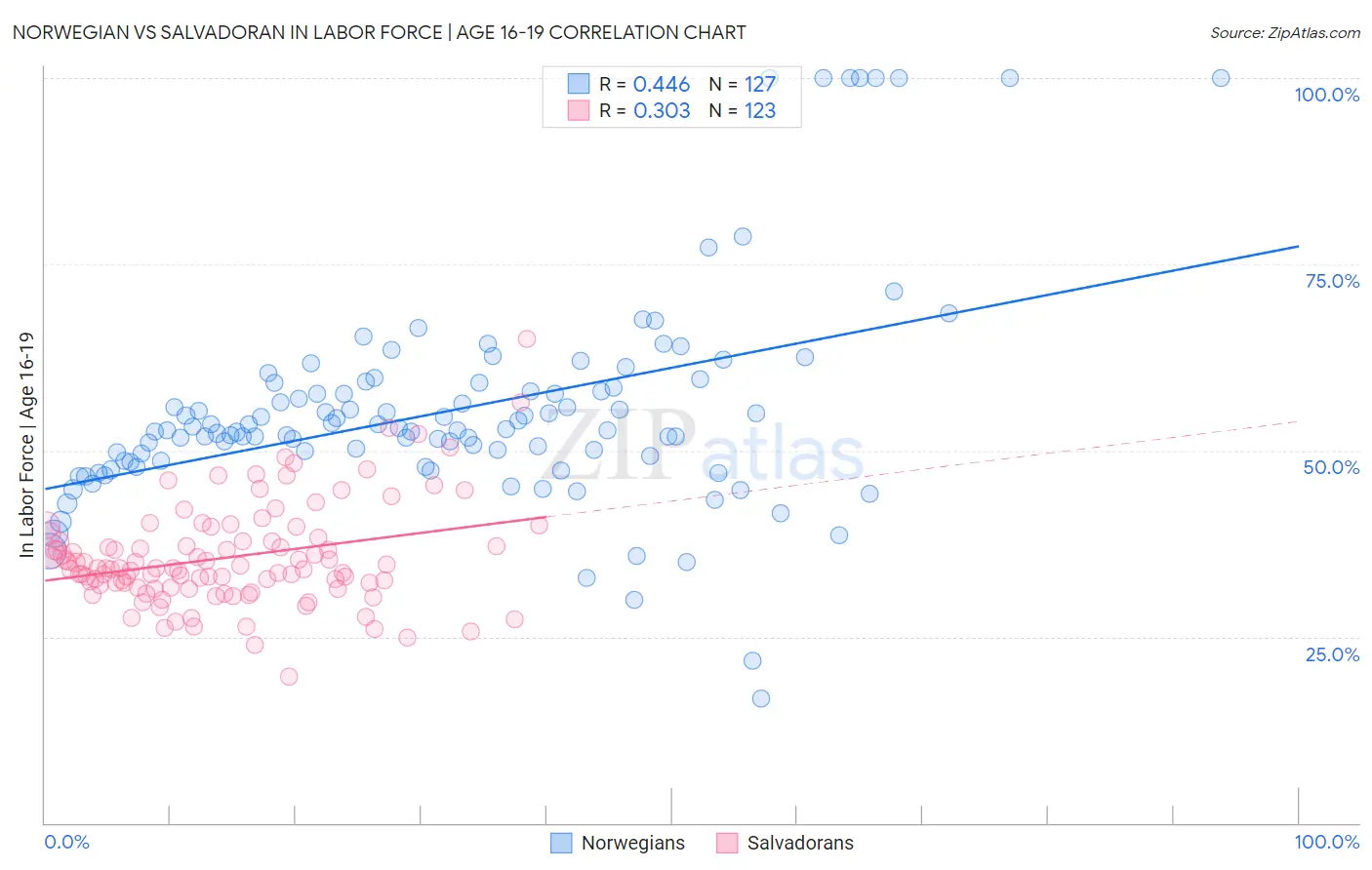 Norwegian vs Salvadoran In Labor Force | Age 16-19