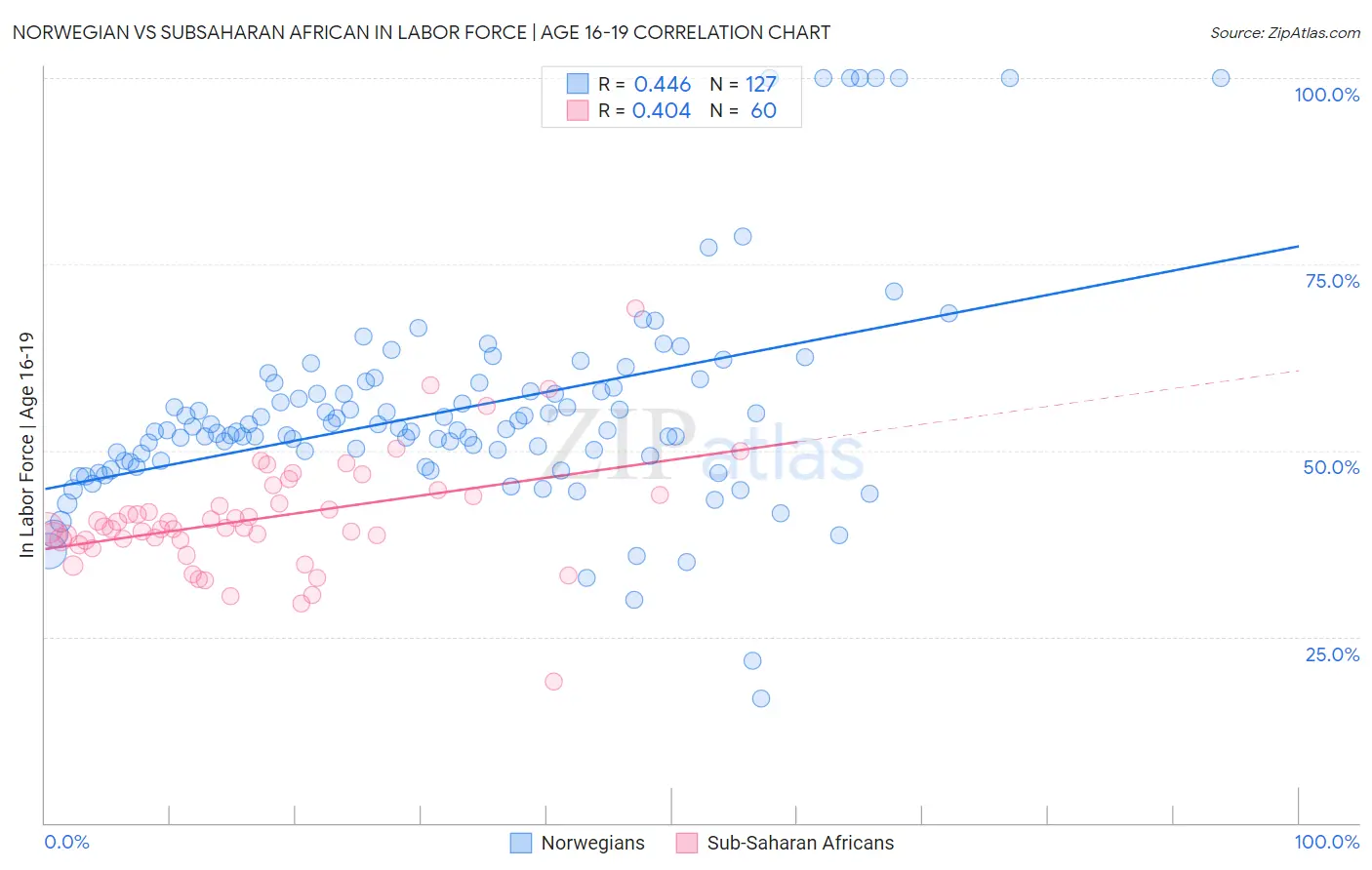 Norwegian vs Subsaharan African In Labor Force | Age 16-19
