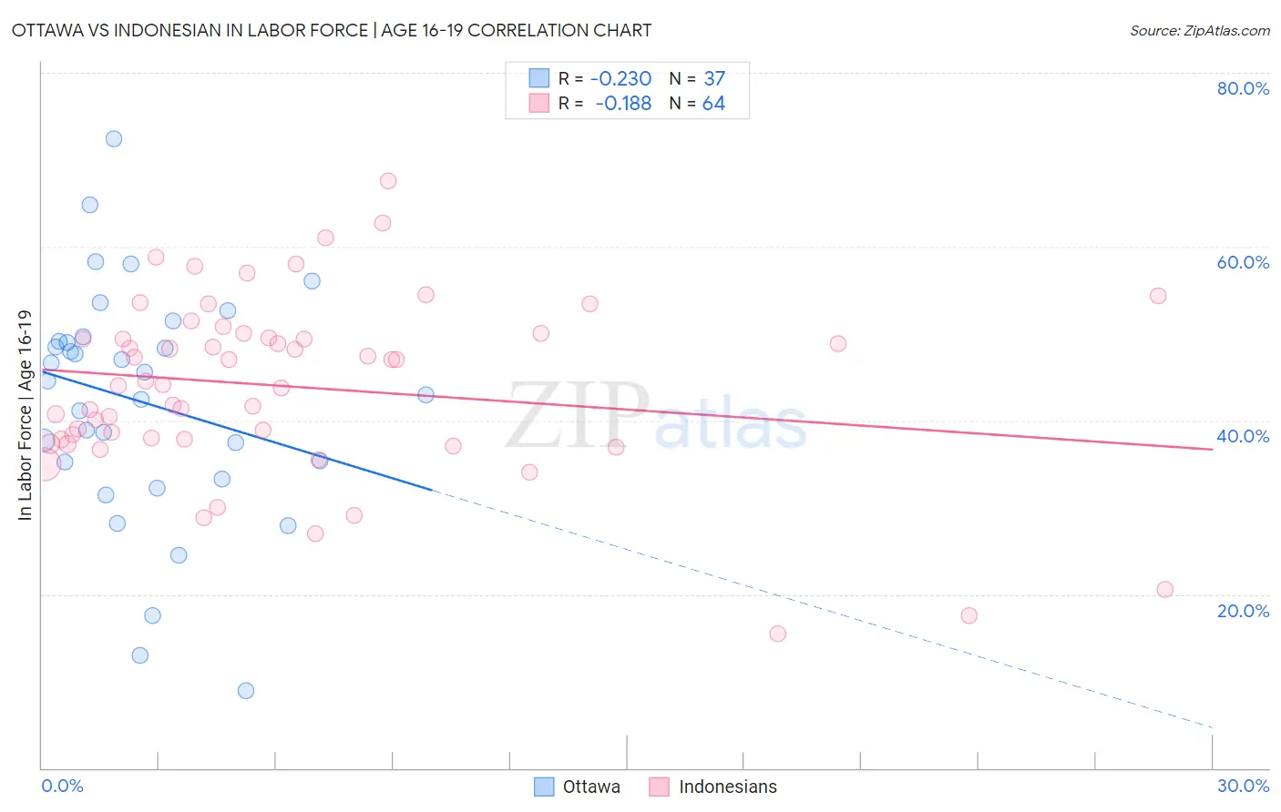 Ottawa vs Indonesian In Labor Force | Age 16-19