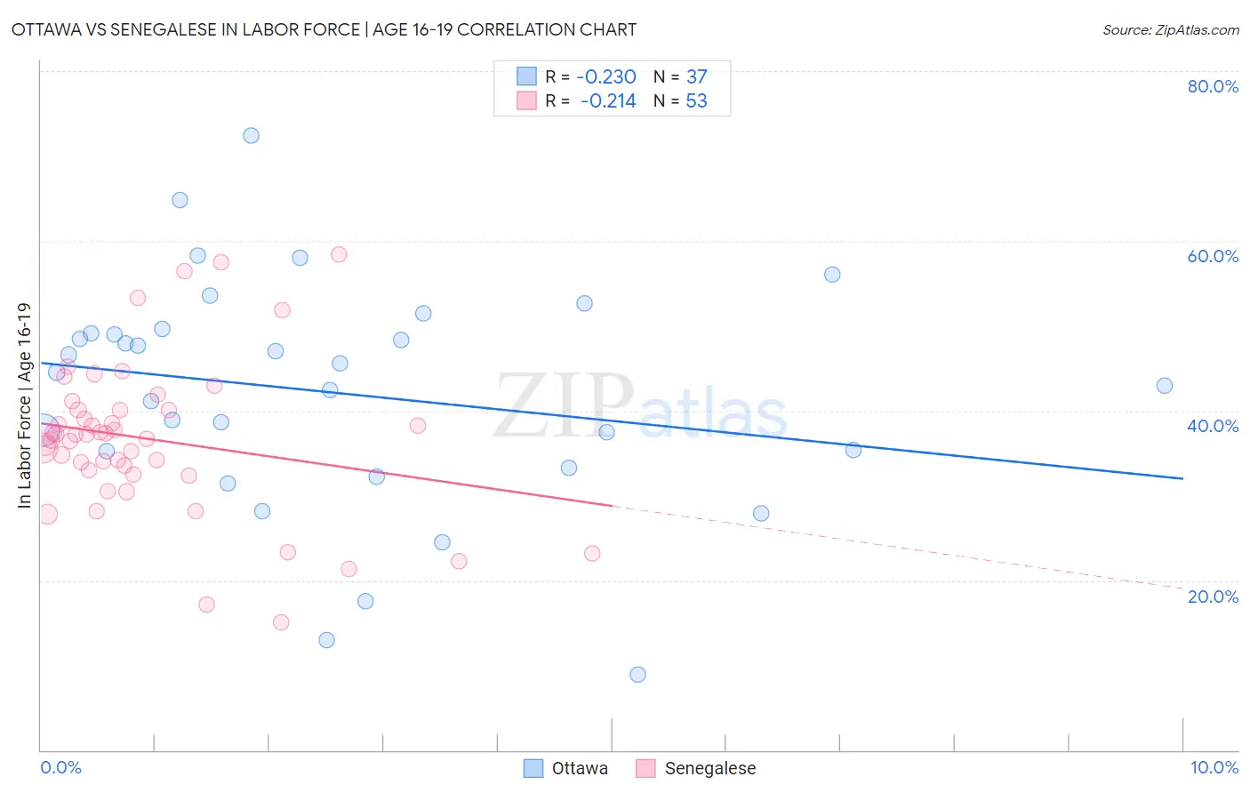 Ottawa vs Senegalese In Labor Force | Age 16-19