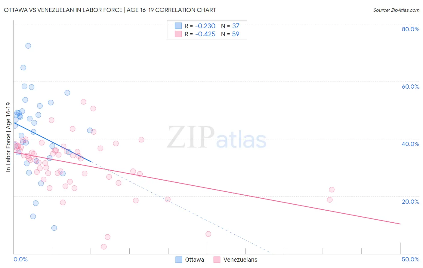 Ottawa vs Venezuelan In Labor Force | Age 16-19