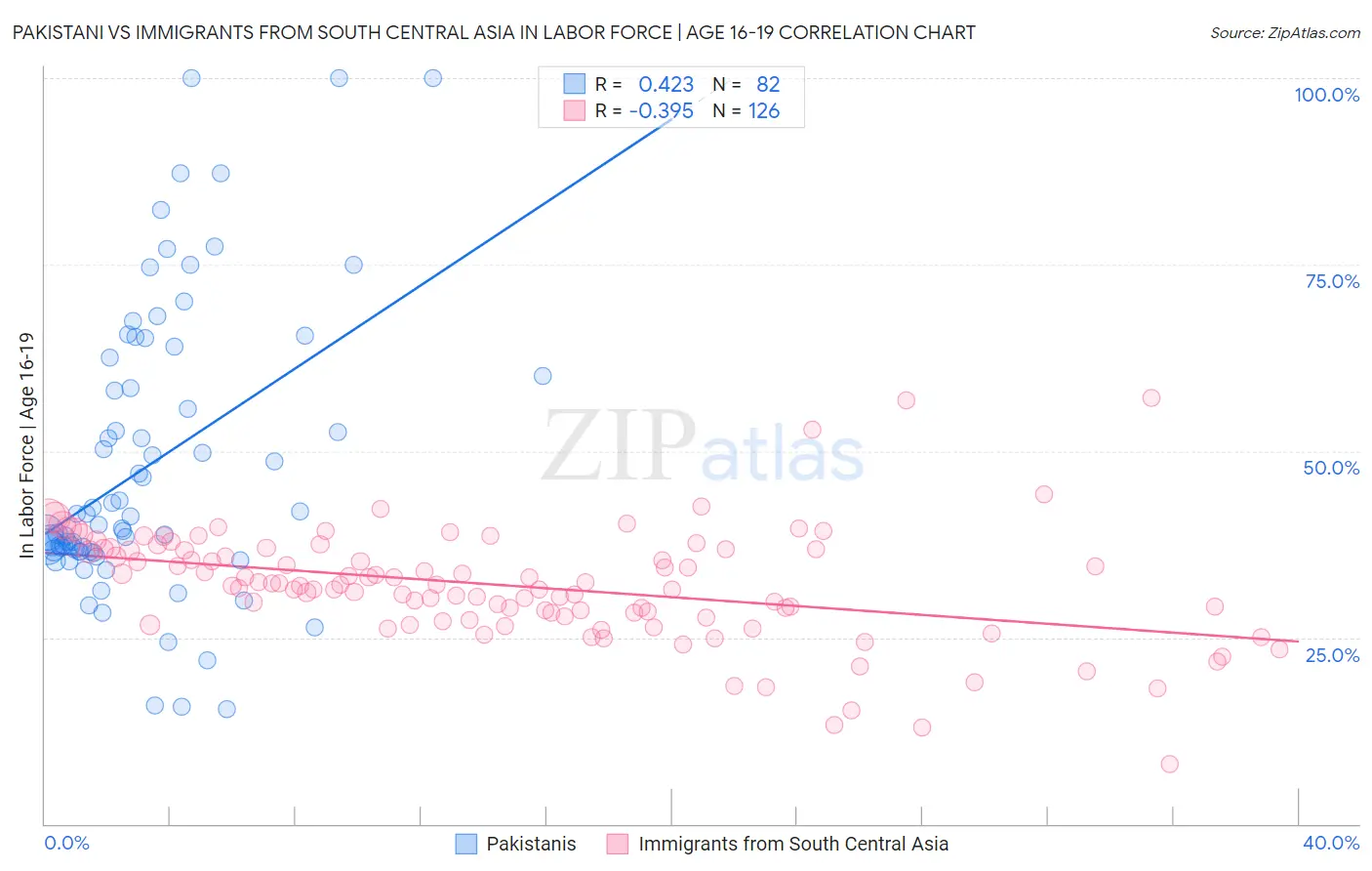 Pakistani vs Immigrants from South Central Asia In Labor Force | Age 16-19