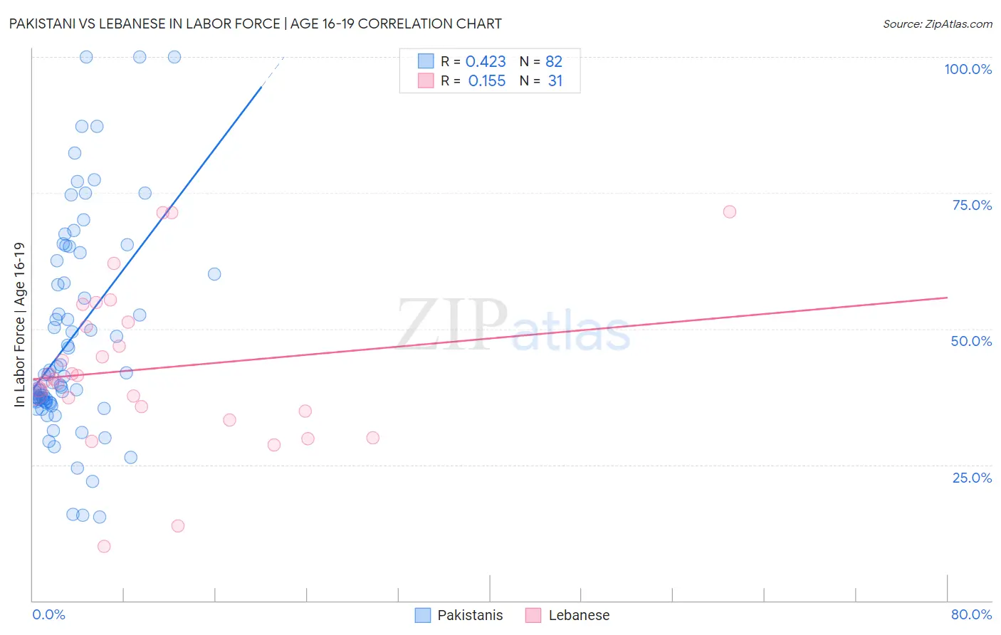 Pakistani vs Lebanese In Labor Force | Age 16-19