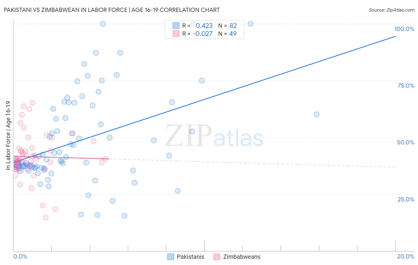 Pakistani vs Zimbabwean In Labor Force | Age 16-19