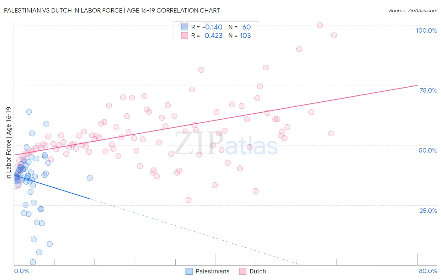 Palestinian vs Dutch In Labor Force | Age 16-19