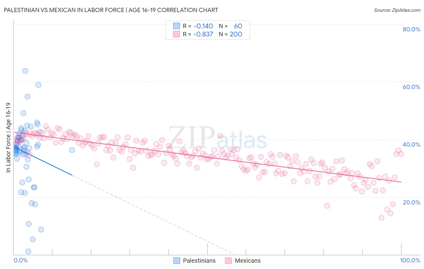 Palestinian vs Mexican In Labor Force | Age 16-19