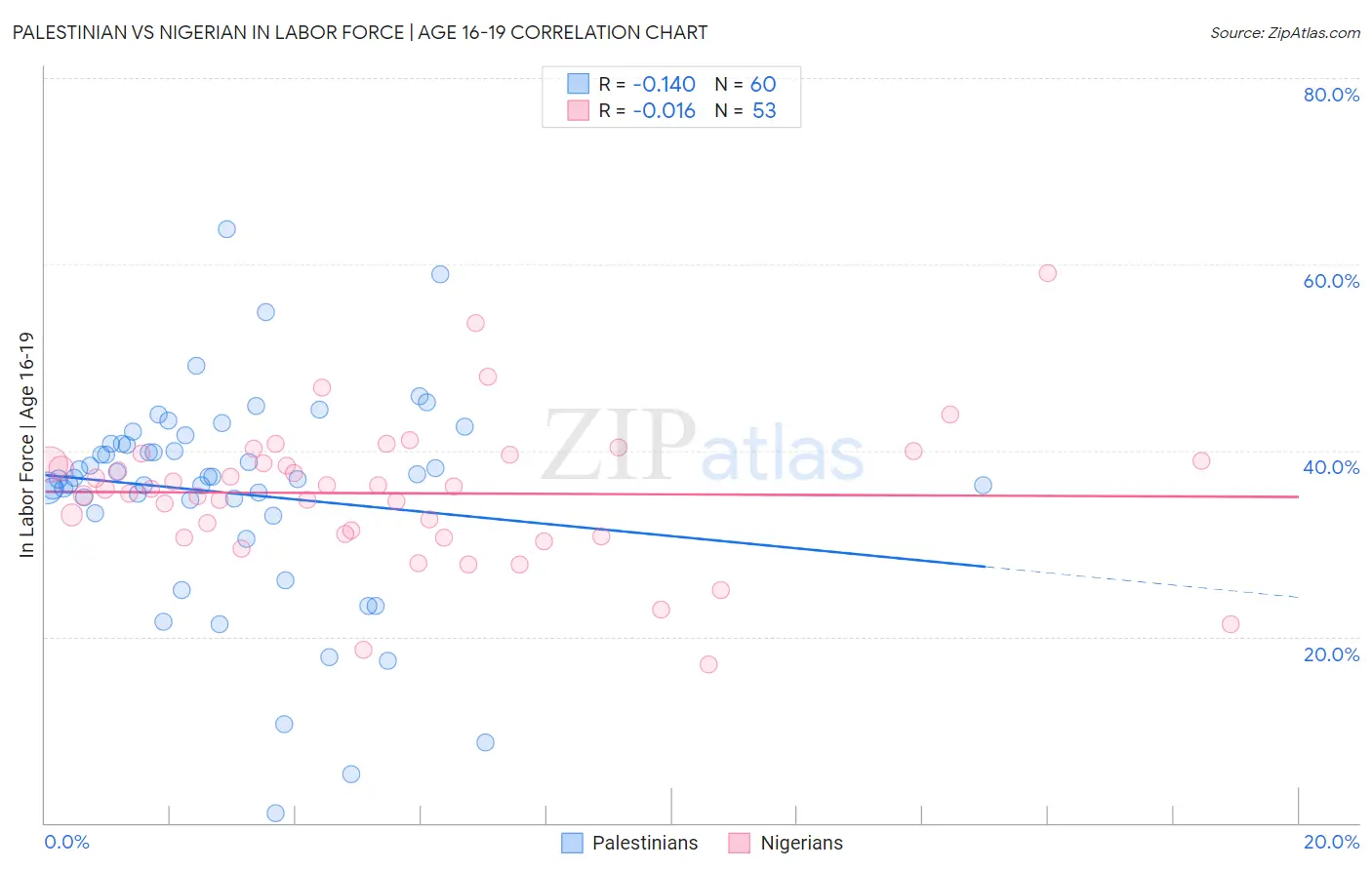 Palestinian vs Nigerian In Labor Force | Age 16-19