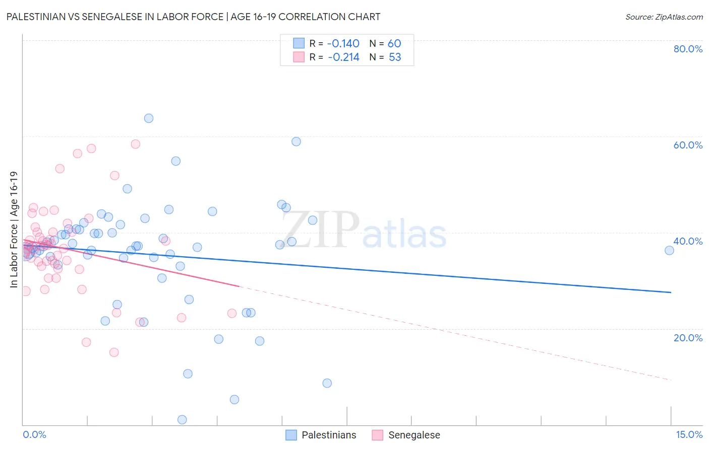 Palestinian vs Senegalese In Labor Force | Age 16-19