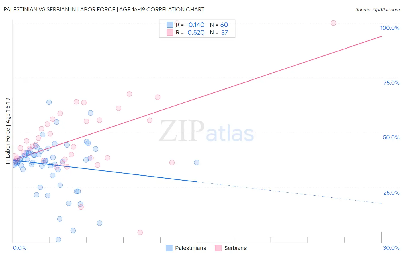 Palestinian vs Serbian In Labor Force | Age 16-19