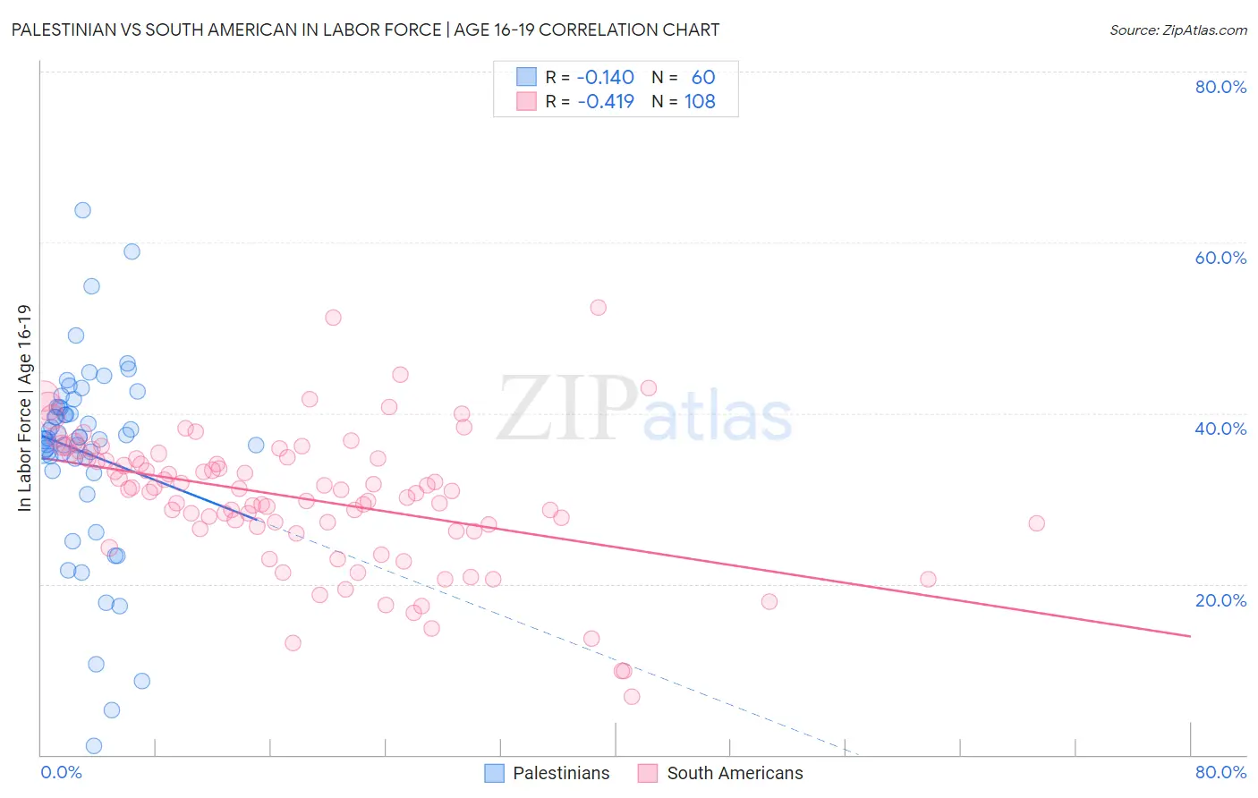 Palestinian vs South American In Labor Force | Age 16-19