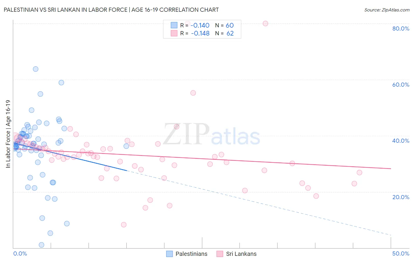 Palestinian vs Sri Lankan In Labor Force | Age 16-19
