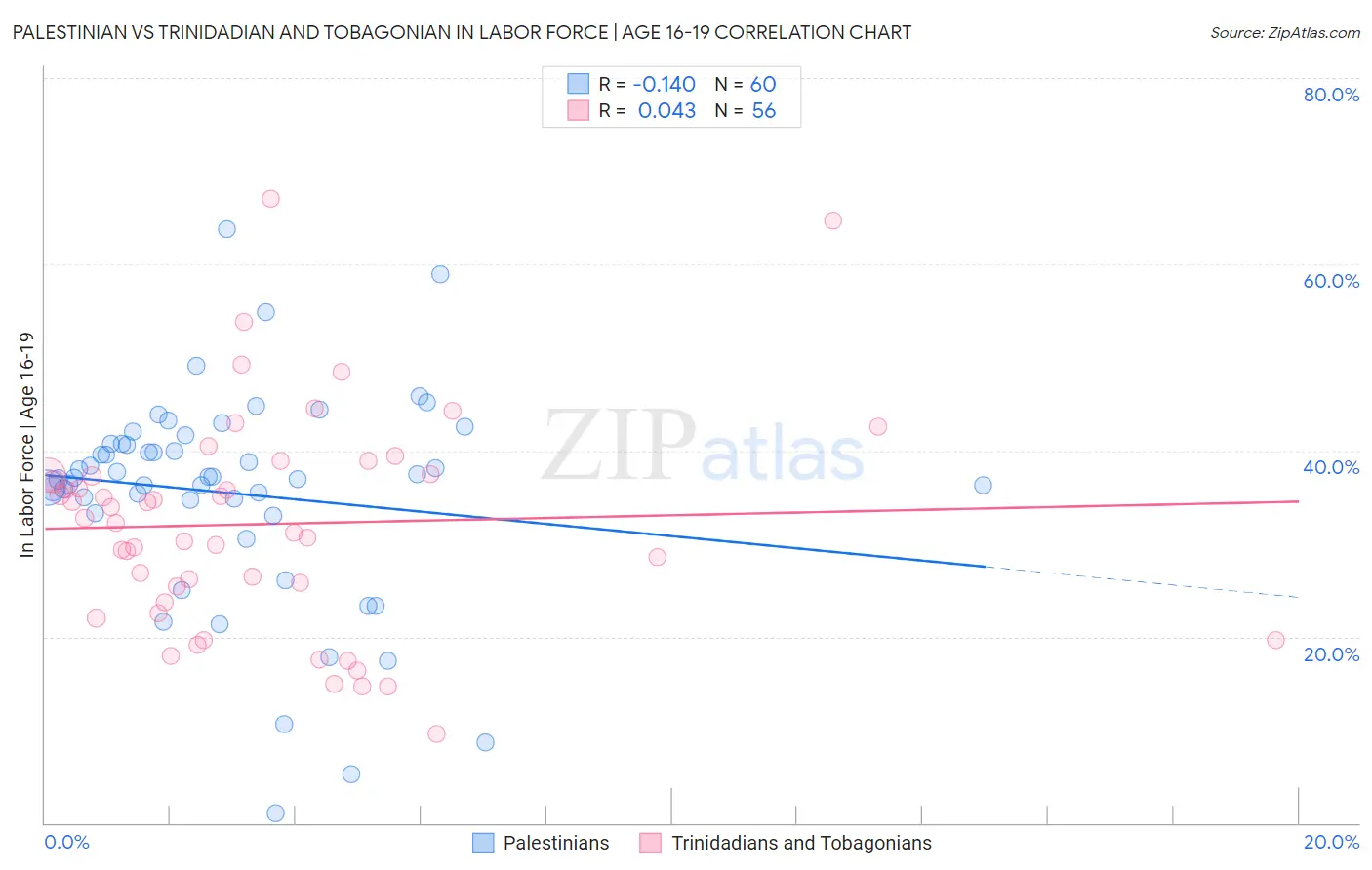 Palestinian vs Trinidadian and Tobagonian In Labor Force | Age 16-19