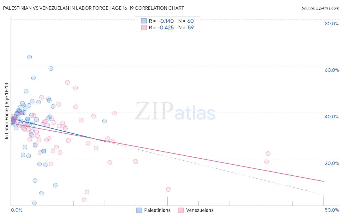 Palestinian vs Venezuelan In Labor Force | Age 16-19