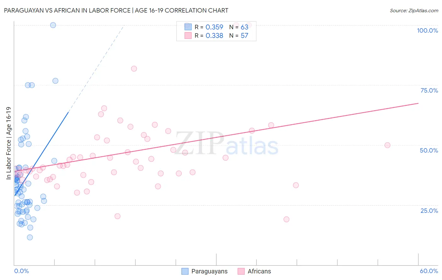 Paraguayan vs African In Labor Force | Age 16-19