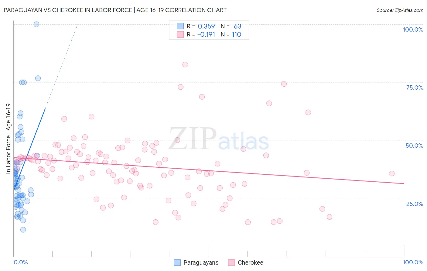 Paraguayan vs Cherokee In Labor Force | Age 16-19