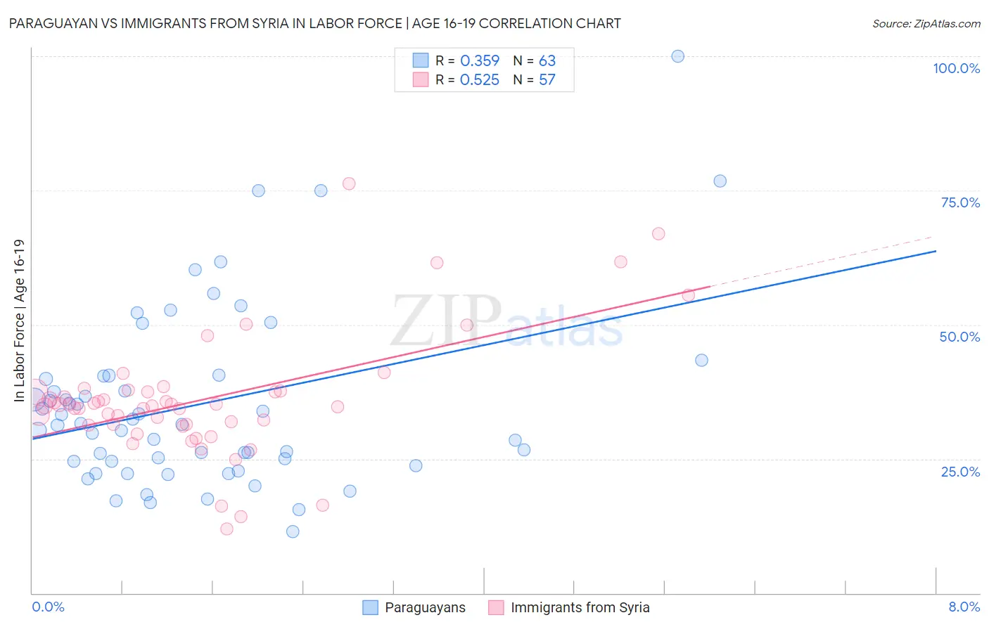 Paraguayan vs Immigrants from Syria In Labor Force | Age 16-19