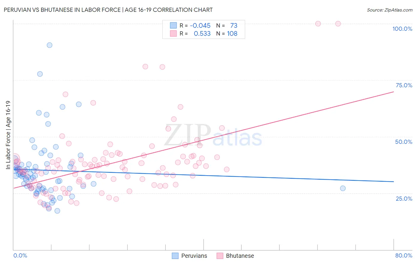 Peruvian vs Bhutanese In Labor Force | Age 16-19