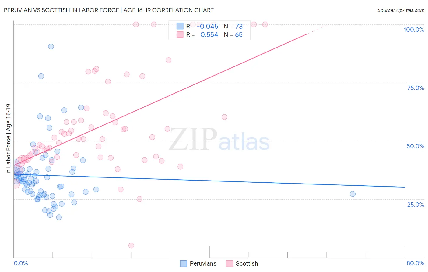 Peruvian vs Scottish In Labor Force | Age 16-19