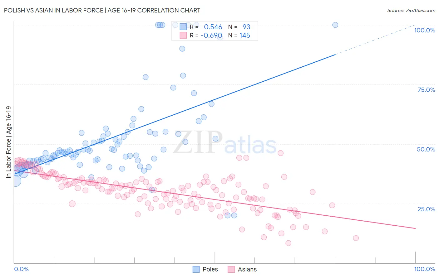 Polish vs Asian In Labor Force | Age 16-19