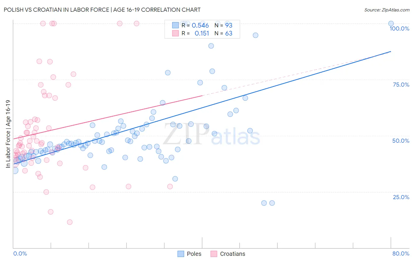 Polish vs Croatian In Labor Force | Age 16-19