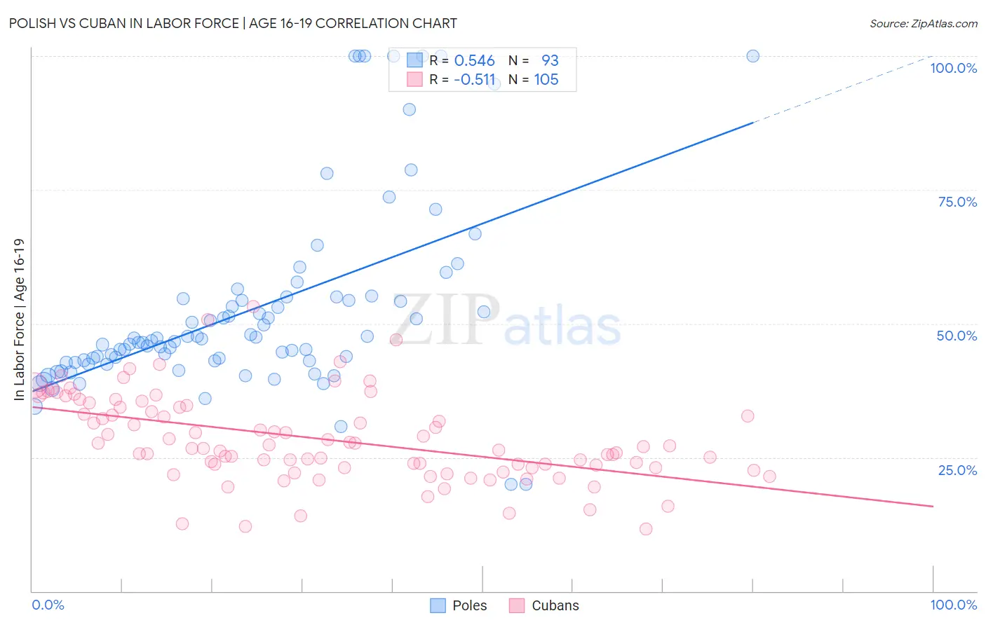 Polish vs Cuban In Labor Force | Age 16-19