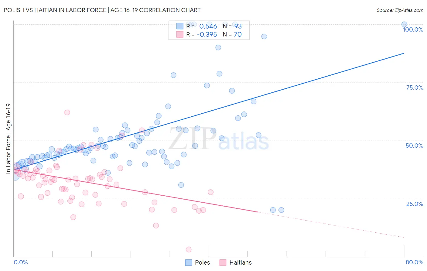 Polish vs Haitian In Labor Force | Age 16-19
