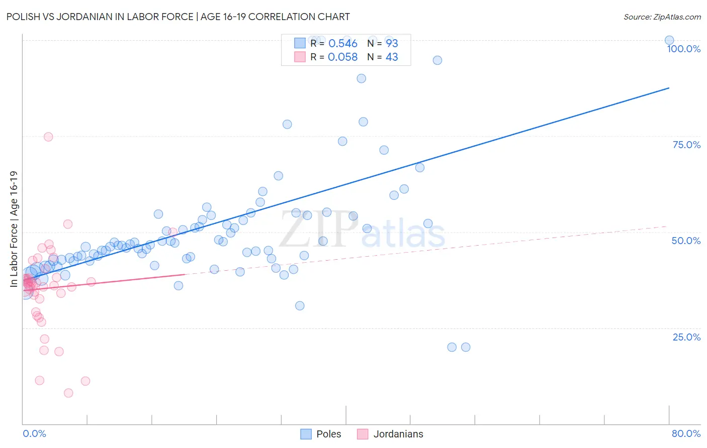 Polish vs Jordanian In Labor Force | Age 16-19