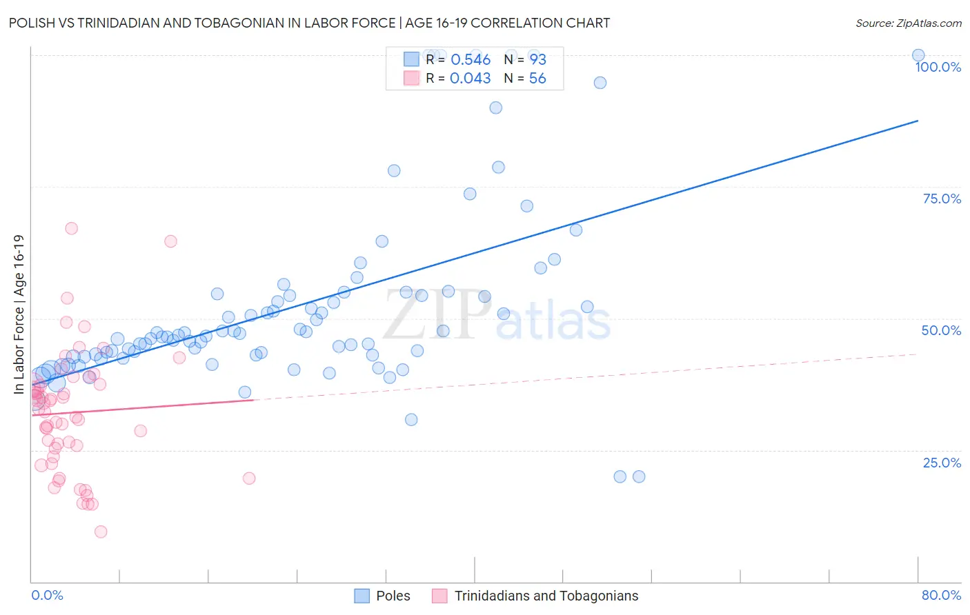Polish vs Trinidadian and Tobagonian In Labor Force | Age 16-19