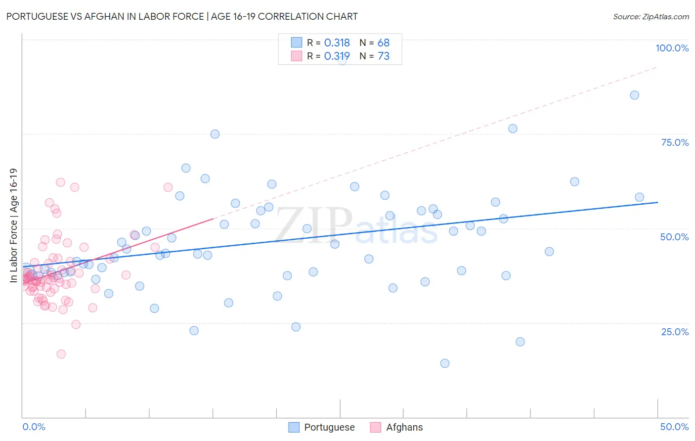 Portuguese vs Afghan In Labor Force | Age 16-19