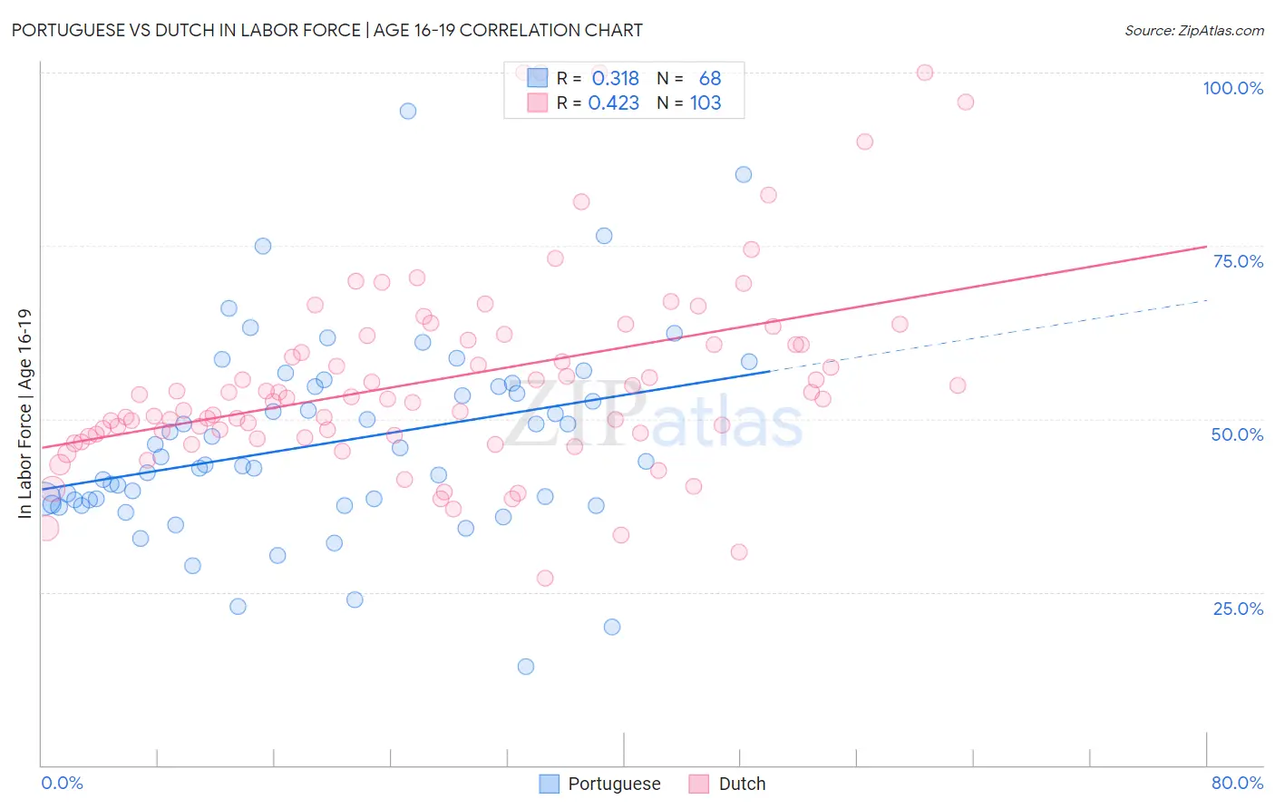 Portuguese vs Dutch In Labor Force | Age 16-19