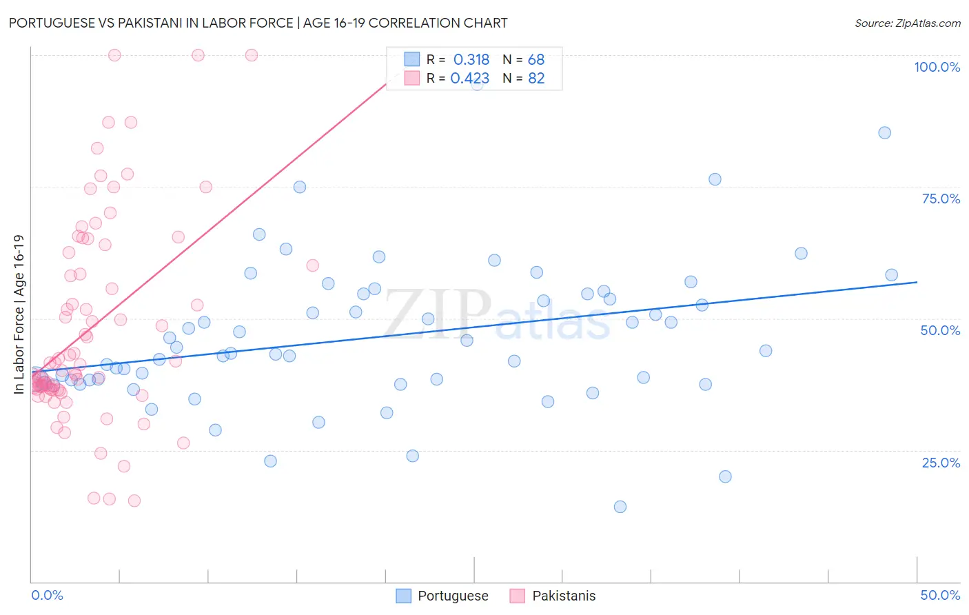Portuguese vs Pakistani In Labor Force | Age 16-19
