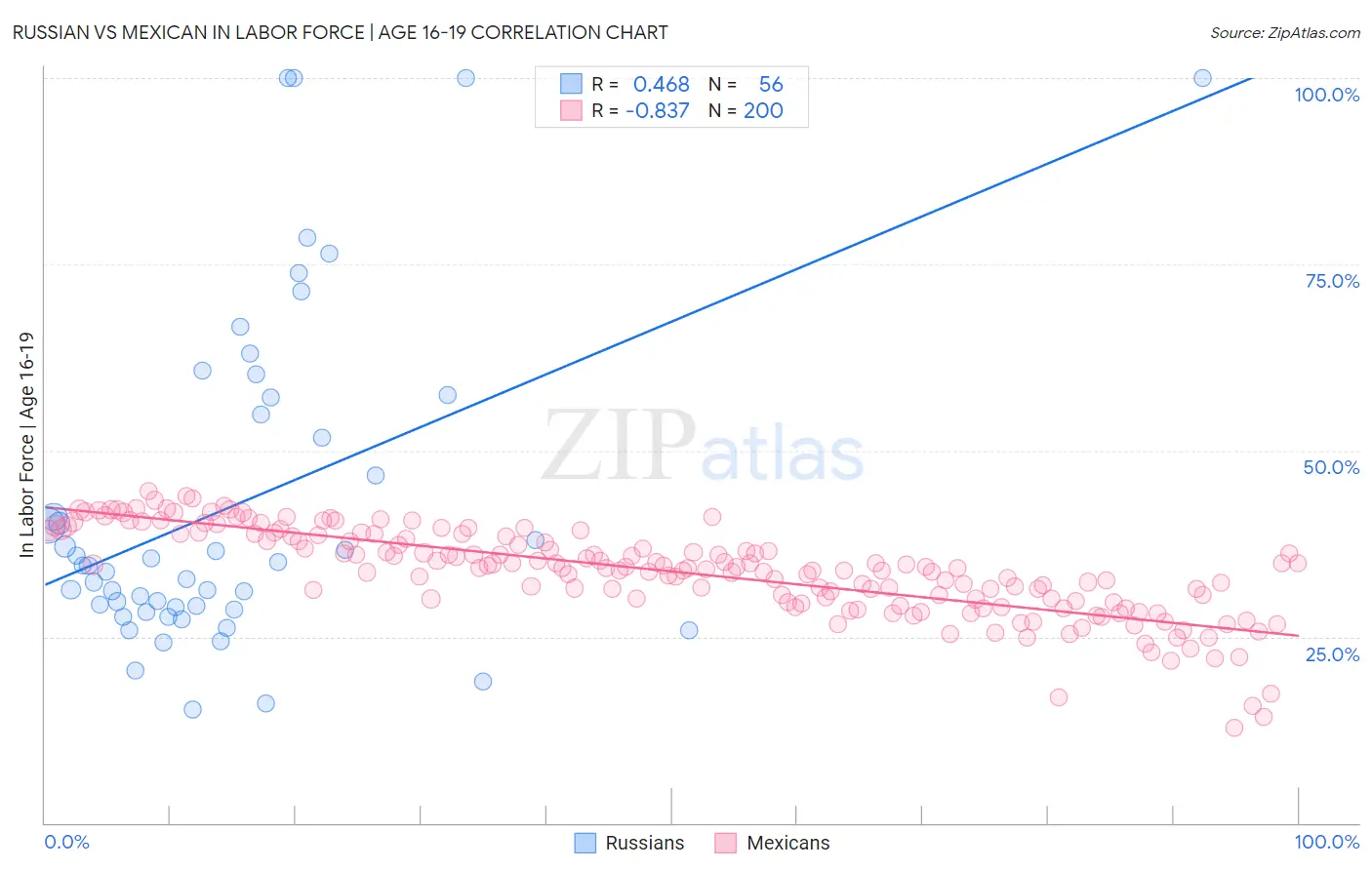 Russian vs Mexican In Labor Force | Age 16-19
