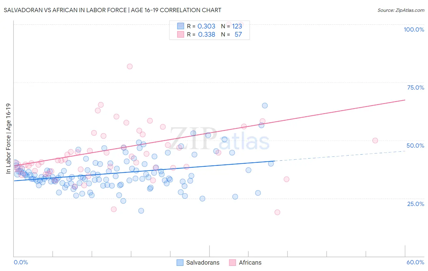 Salvadoran vs African In Labor Force | Age 16-19
