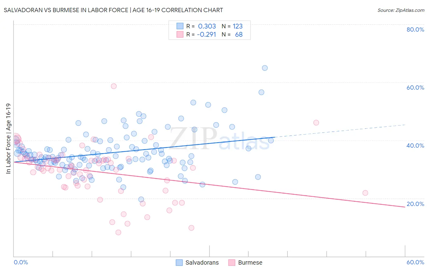 Salvadoran vs Burmese In Labor Force | Age 16-19