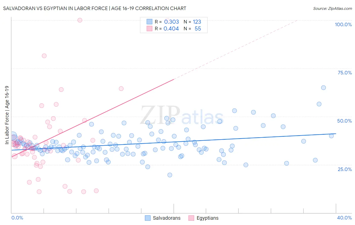 Salvadoran vs Egyptian In Labor Force | Age 16-19