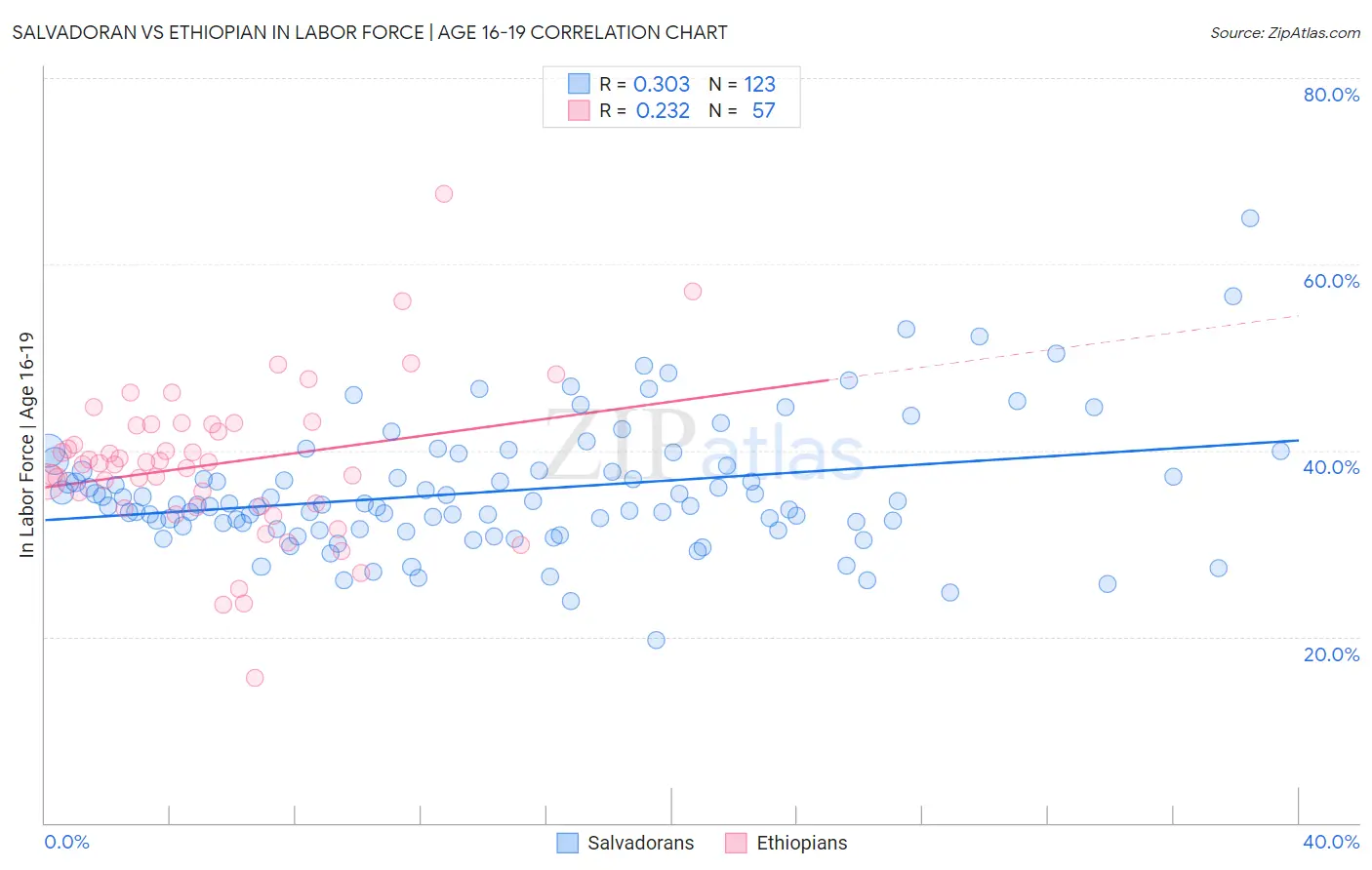 Salvadoran vs Ethiopian In Labor Force | Age 16-19