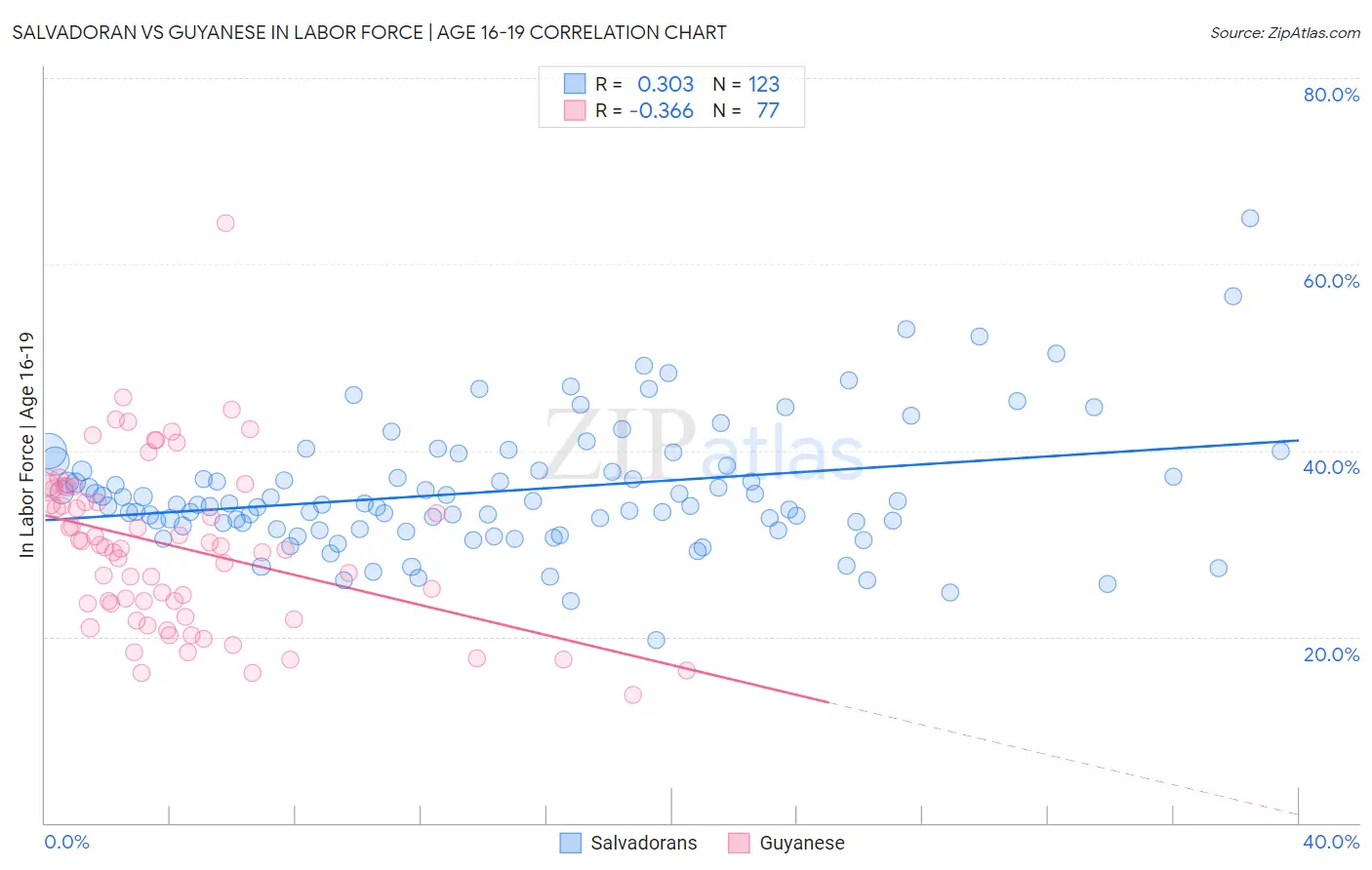 Salvadoran vs Guyanese In Labor Force | Age 16-19