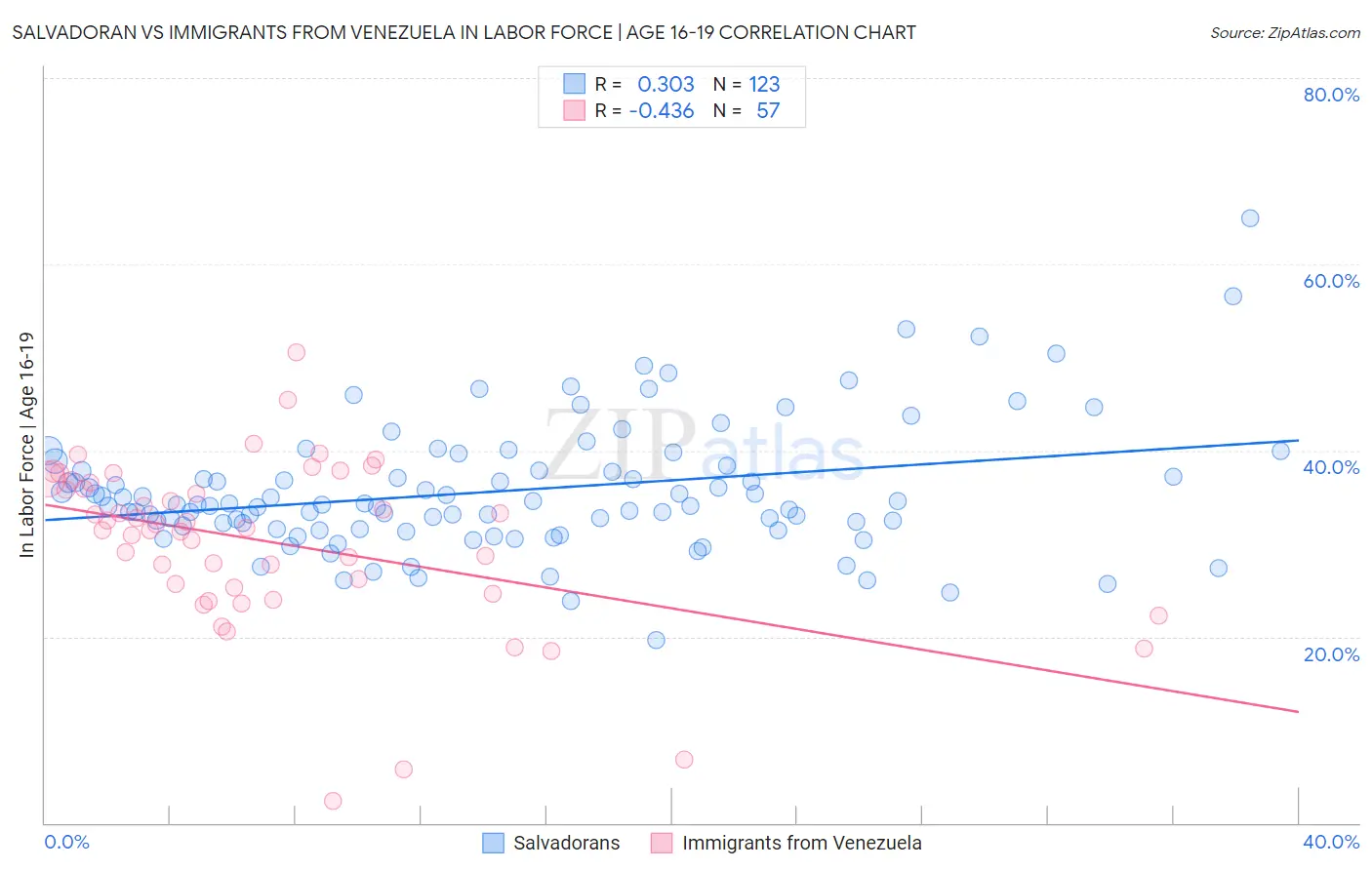 Salvadoran vs Immigrants from Venezuela In Labor Force | Age 16-19