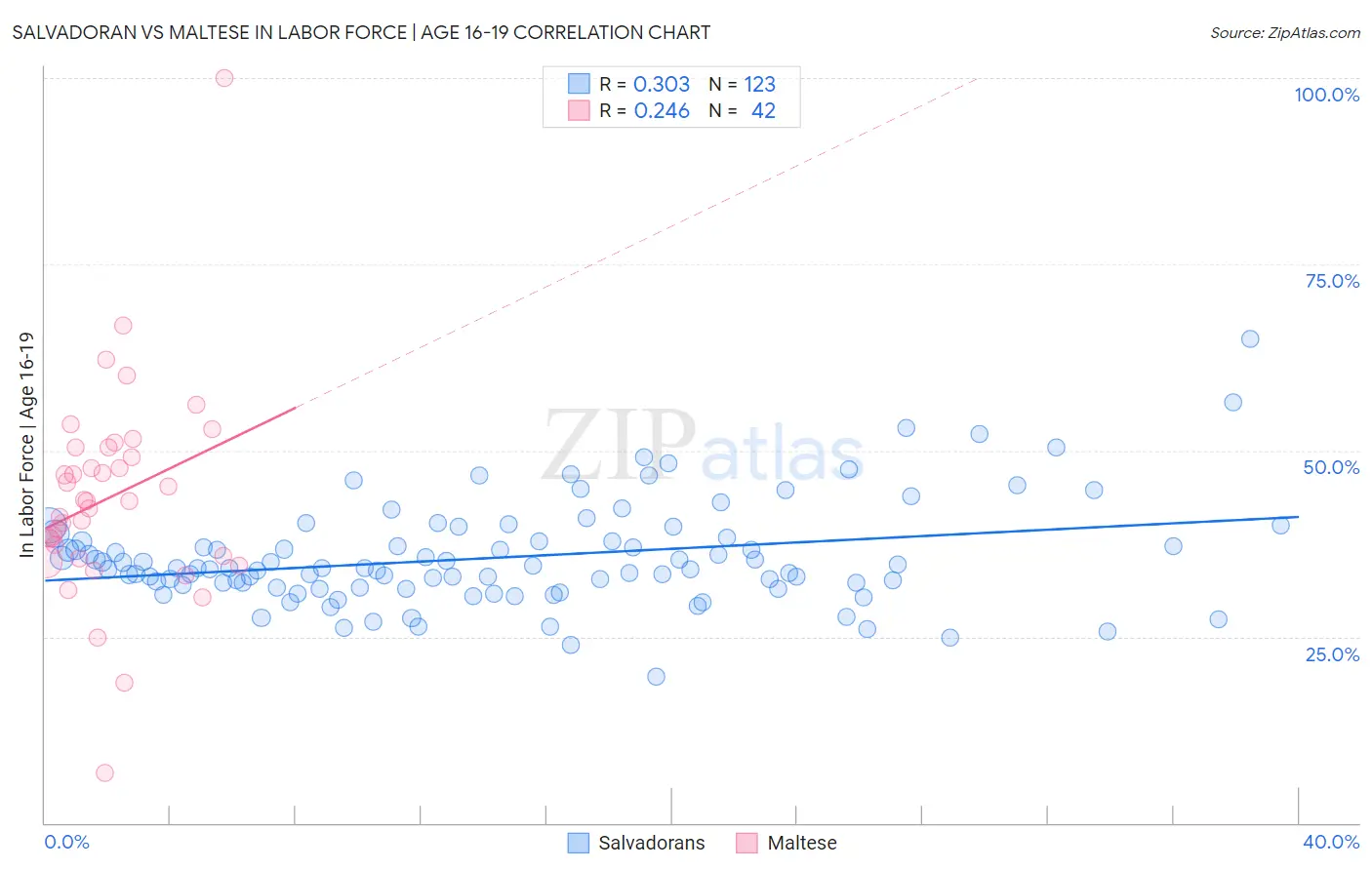 Salvadoran vs Maltese In Labor Force | Age 16-19
