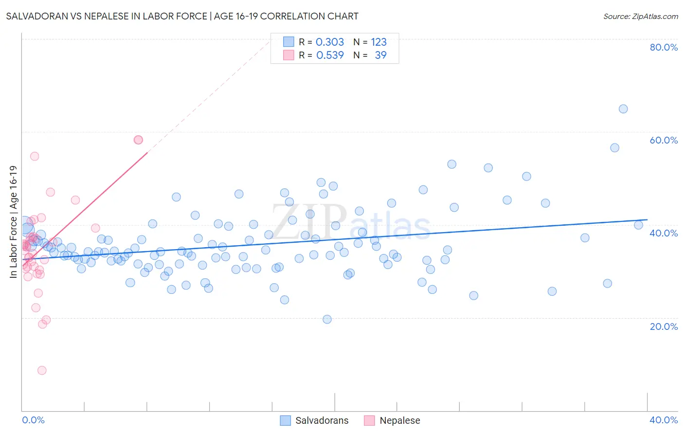 Salvadoran vs Nepalese In Labor Force | Age 16-19
