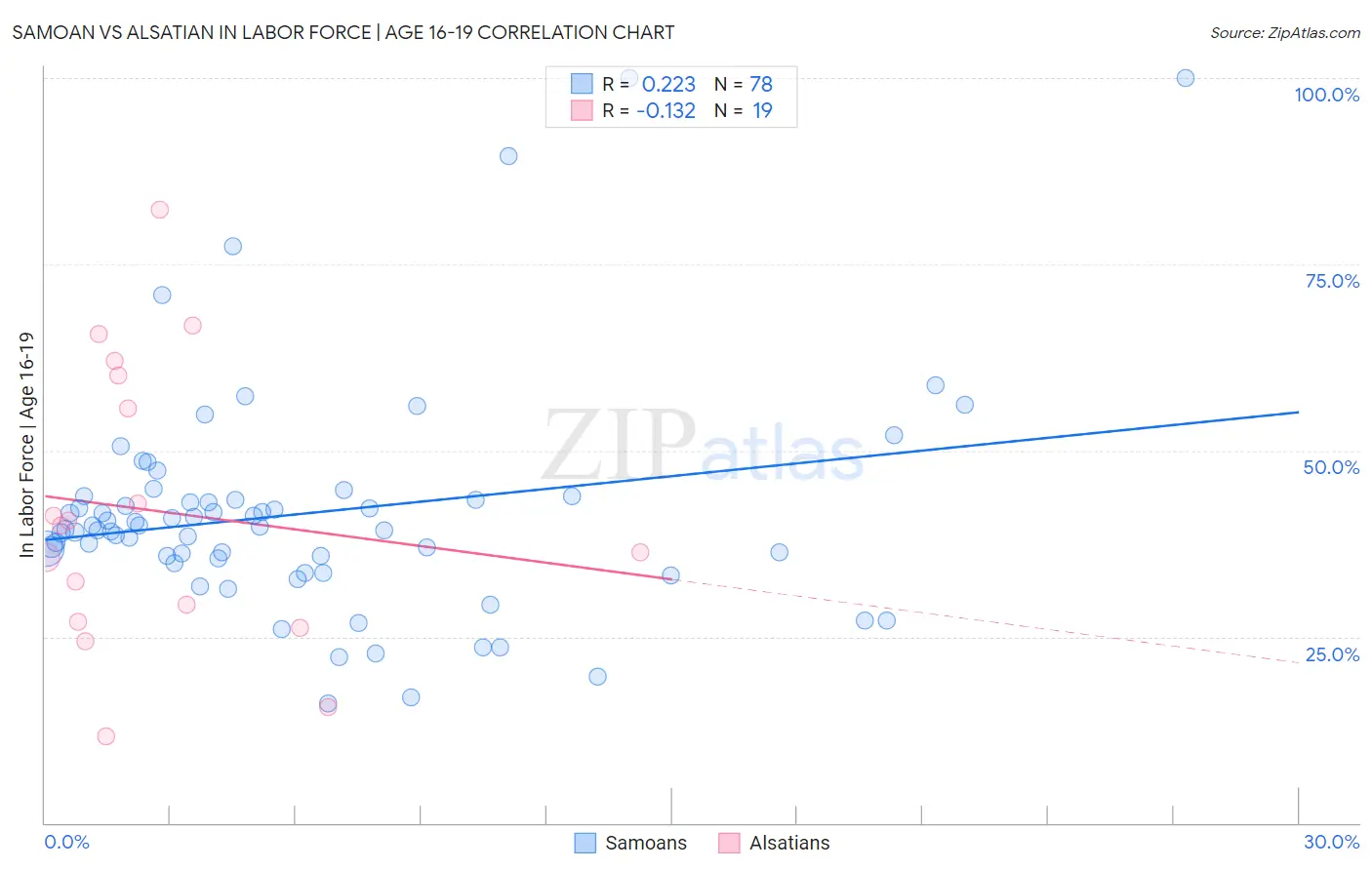 Samoan vs Alsatian In Labor Force | Age 16-19